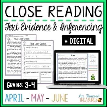 Preview of Spring Reading Comprehension Passages & Questions - April, May, June + Digital