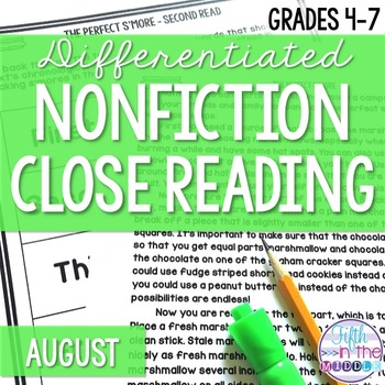 Preview of August Nonfiction Close Reading Comprehension Passages and Questions