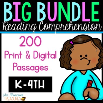 Preview of Reading Comprehension Passages BIG Bundle Levels K-4 Printable + Digital