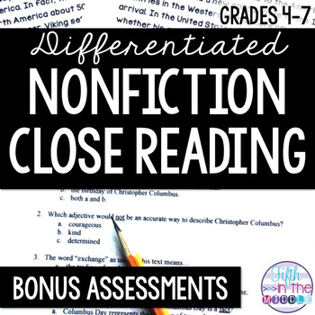 Preview of FREE Nonfiction Close Reading Comprehension Passages Assessments