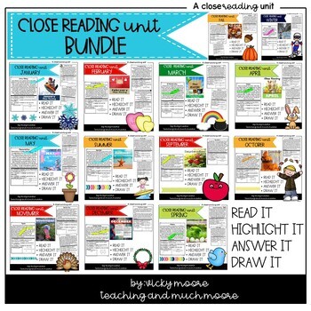Preview of Close Reading BUNDLE for a year | Reading Comprehension BUNDLE