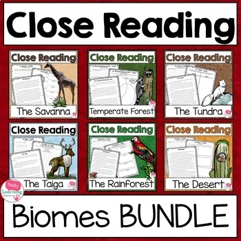 Preview of Close Reading Passages and Questions BIOMES Bundle
