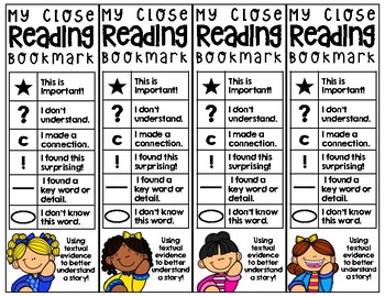 Preview of Close Reading Bookmarks