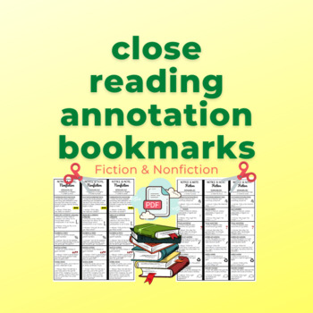 Preview of Close Reading Bookmarks Fiction & Nonfiction Annotation Tips (Notice & Note)