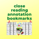 Close Reading Bookmarks Fiction & Nonfiction Annotation Ti