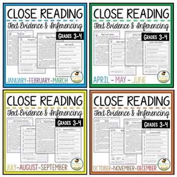 Preview of Reading Comprehension Passages and Questions Bundle + Digital Grades 3-4
