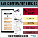 Close Reading Bundle: Fall Holidays - DIGITAL& PRINT