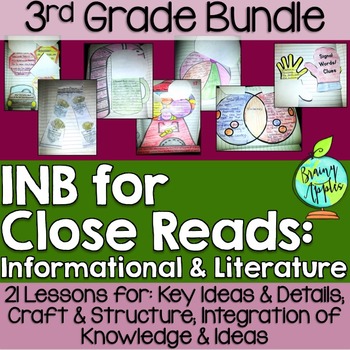Preview of Close Reading Bundle Interactive Notebook 3rd Grade Free Sample