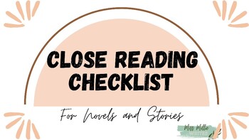 Preview of Close Reading Checklist