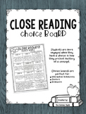 Close Reading Choice Board {Ideal for Interactive Notebooks}