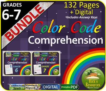 Preview of Science of Reading Comprehension Skills: Color-Coding Text Evidence - Grades 6-7