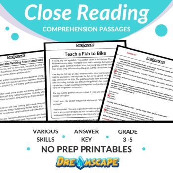 Preview of Close Reading Comprehension Passages Bundle - Grades 3-5