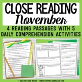Close Reading Comprehension Passages - Close Reading - November