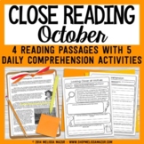 Close Reading Comprehension Passages - Close Reading - October
