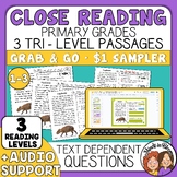Close Reading Comprehension Passages & Questions for Prima