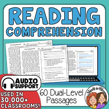 Preview of Close Reading Comprehension Passages and Questions - Reading Strategies - Audio