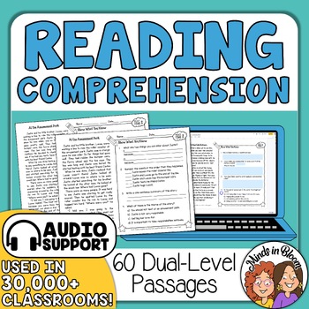 Preview of Close Reading Comprehension Passages and Questions - Reading Strategies - Audio