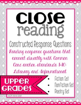 Preview of Close Reading Constructed Response Questions (CRQs)