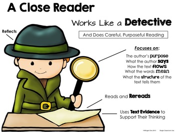 Close Reading Detective Poster by Winged One | Teachers Pay Teachers