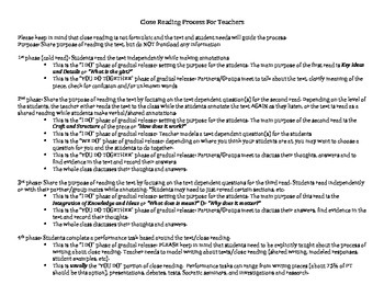 Preview of Close Reading Directions and Text Dependent Question Rubric!