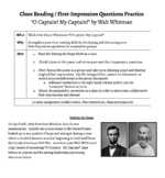 Close Reading / First-Impression Questions Practice- “O Ca