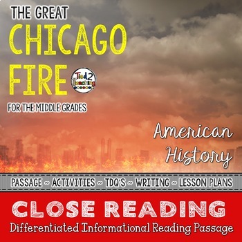 Preview of Great Chicago Fire Differentiated October Reading Comprehension Passage Packet