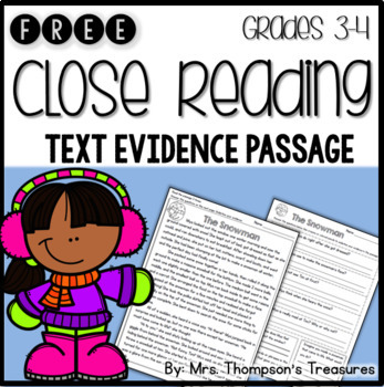 Preview of Reading Comprehension Passage & Questions Free