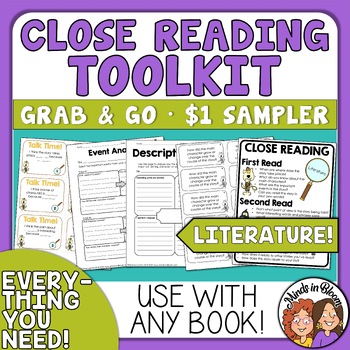 Preview of Literature (Fiction) Close Reading Sampler Strategies Posters Graphic Organizers