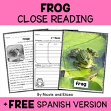 Frog Close Reading Comprehension Passage Activities + FREE