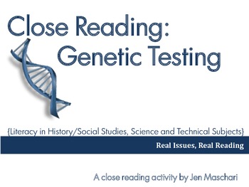 Preview of Close Reading: Genetic Testing