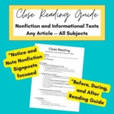 Close Reading Guide Notice and Note Nonfiction ANY Text AN