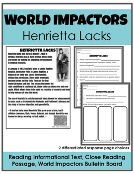Preview of Close Reading --- Henrietta Lacks Informational Text --