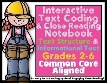 Preview of Close Reading Interactive Notebook 2nd-6th Grade Text Coding Structure Genres
