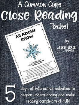 Preview of Close Reading Interactive Packet - All About Snow