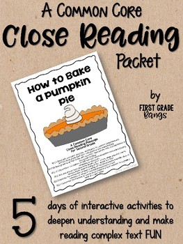 Preview of Close Reading Interactive Story for 2nd Grade - How to Bake a Pumpkin Pie