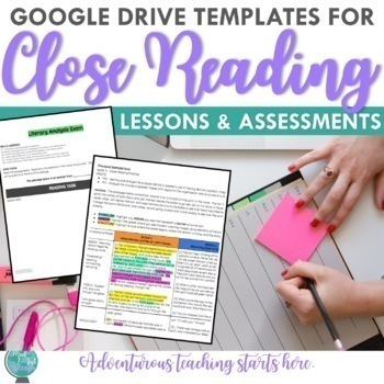 Preview of Close Reading Lesson & Assessment Templates {Digital & Distance Learning}