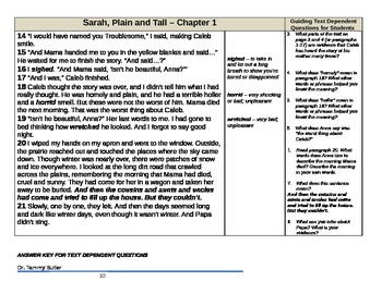 Preview of Close Reading Lesson Plan: Sarah, Plain and Tall Chapter 1