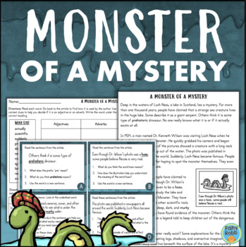 Preview of Loch Ness Monster 3rd 4th Grade Reading Comprehension Passages Worksheets