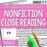 March Nonfiction Close Reading Comprehension Passages and 
