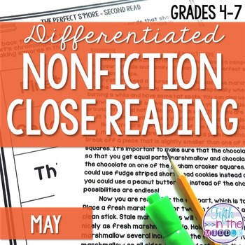 Preview of May Nonfiction Close Reading Comprehension Passages and Questions