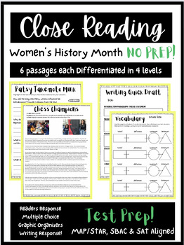 Preview of Women's Month Close Reading Differentiated Passages !