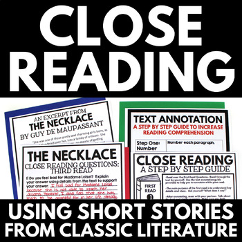 Preview of Close Reading Passages For Middle School - Close Reading Guide and Strategies