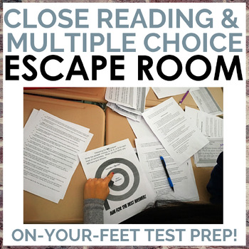 Preview of Close Reading, Multiple Choice, Test Prep Escape Room for Grades 6-8