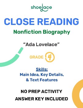 Preview of Close Reading Nonfiction Biography Grade 4