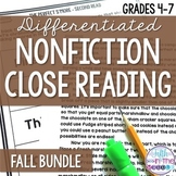 Fall Nonfiction Close Reading Comprehension Passages and Q