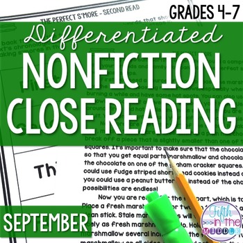 Preview of September Nonfiction Close Reading Comprehension Passages and Questions