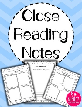 Preview of Close Reading Notes Templates