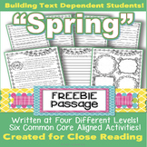 Close Reading Passage "FREEBIE" for Spring