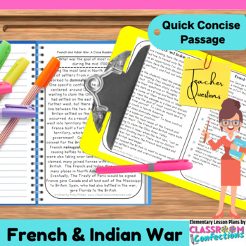 Preview of French and Indian War : Non-Fiction Reading Passage : 4th 5th Social Studies