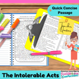 The Intolerable Acts: Non-Fiction Reading Passage